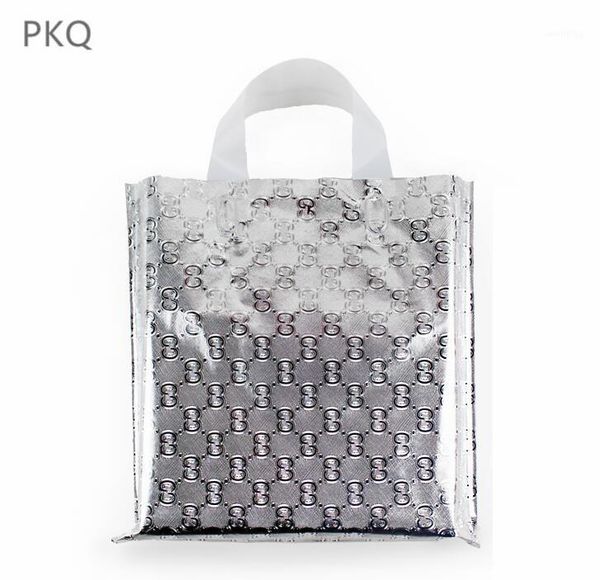 

gift wrap 50pcs aluminum film plastic bag with handle large packaging box clothing package bags1
