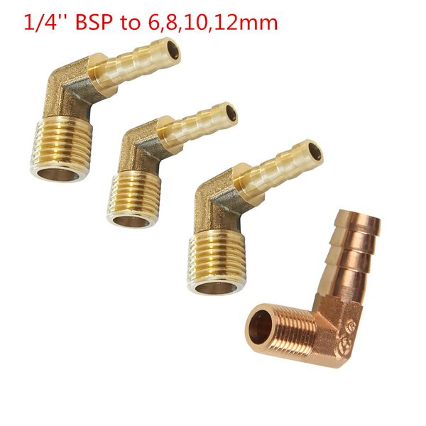 

1/4 bsp to 6,8,10,12,mm brass 90 degree male elbow barbed hose tail pipe