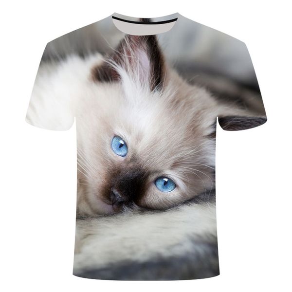 

cat summer white cat 3d print shirts harajuku funny funny men clothing