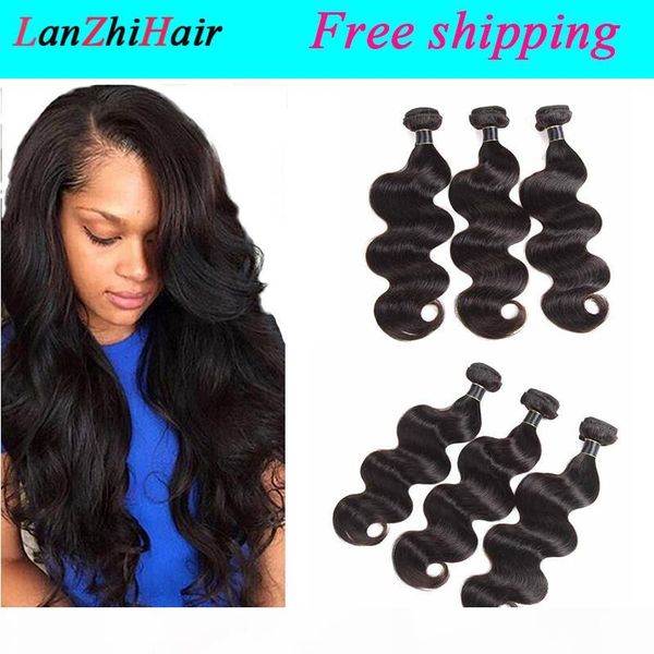 

brazilian virgin hair 9a unprocessed peruvian malaysian indian remy human hair extensions 3 4 pieces body wave bundles body wave, Black