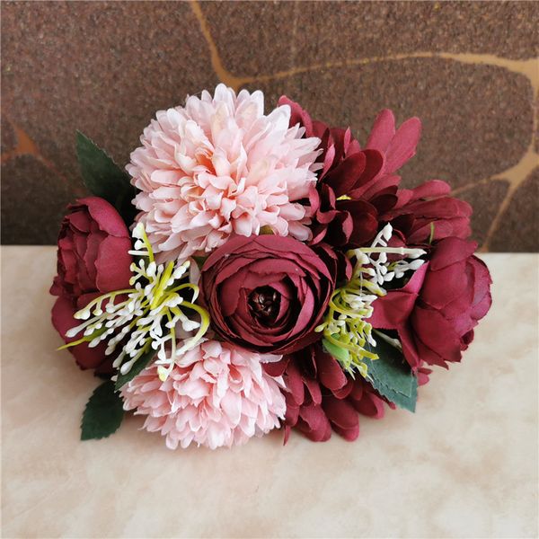 

handmade silk living room home decoration artificial bridal flowers bride bouquet wedding 7 n8389