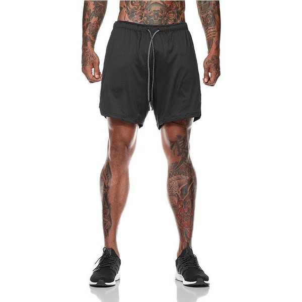 

sports shorts men's mesh quick-drying fitness running training five-point pants sports casual solid color shorts, White;black