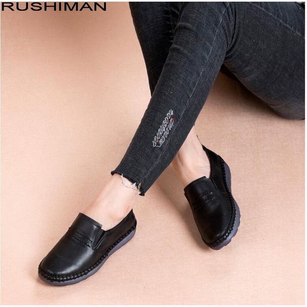 

2020 spring new genuine leather oxford shoes lace-up casual shoes comfortable non-slip england cow leather flat single, Black
