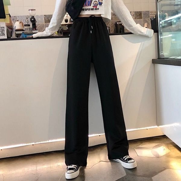 

2021 new summer high women's panties female loose black pants ah5j, Black;white