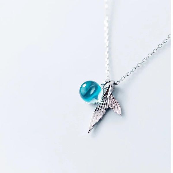 

2020 нового серебряного цвет mermaid ожерелье sea blue crystal ожерелья для женщин подвески цепи свитера ювелирных изделий ожерелья, Silver