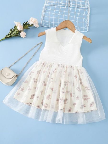 

toddler girls floral print mesh overlay smock dress she, Red;yellow