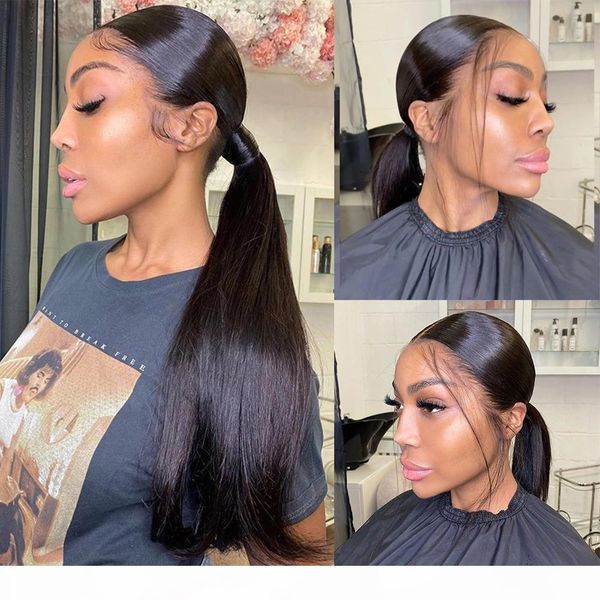 

full lace wigs straight skin melt frontal 360 deep lace front human hair wig for women full lace wig remy 150%, Black;brown