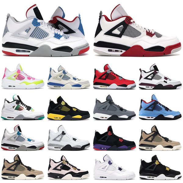 

2020 4s basketball shoes men women jumpman 4 black cat fire red paris motorsports alternate thunder neon mens trainers sports sneakers