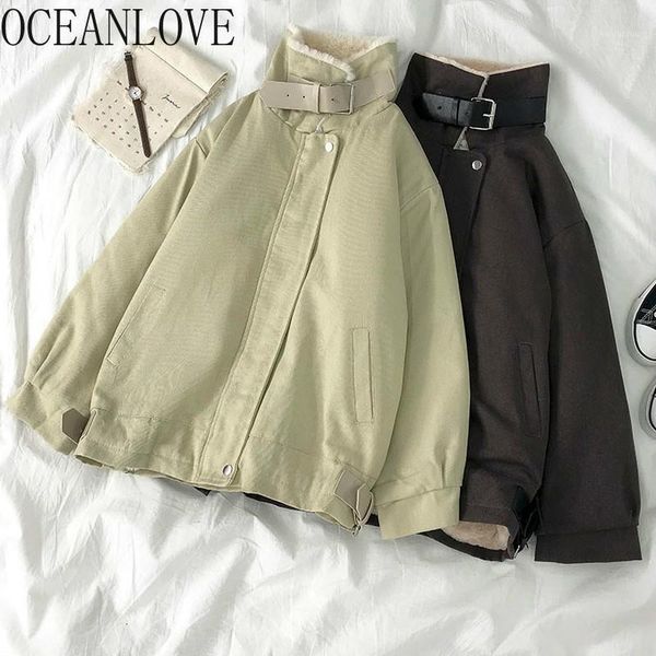 

oceanlove winter clothes women paraks solid vintage zipper thick lamb wool warm jackets abrigos mujer invierno coat 189201, Black