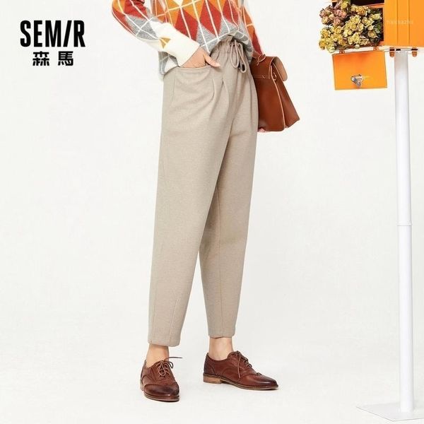 

semir casual pants women loose straight-leg pants 2020 autumn new harem imitation suit trousers trend granny woman1, Black;white