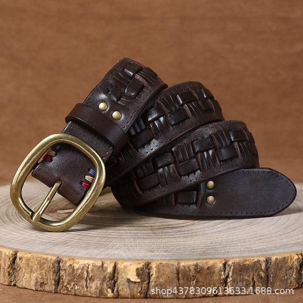

mkzph new leather jeanspin jeansh woven men's pinfashion personalized new leather jeans and jeanspin jeanshand woven men's belt pi, Black;brown