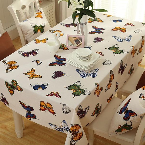 

2020 new japan polyester cotton tablecloth butterfly pattern dust-proof home dining table cloth christmas banquet cover cloth
