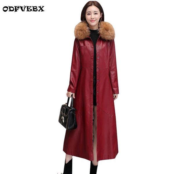 

women's leather & faux plus size autumn and winter windbreaker casaco feminino coat long motorcycle jacket slim female, Black