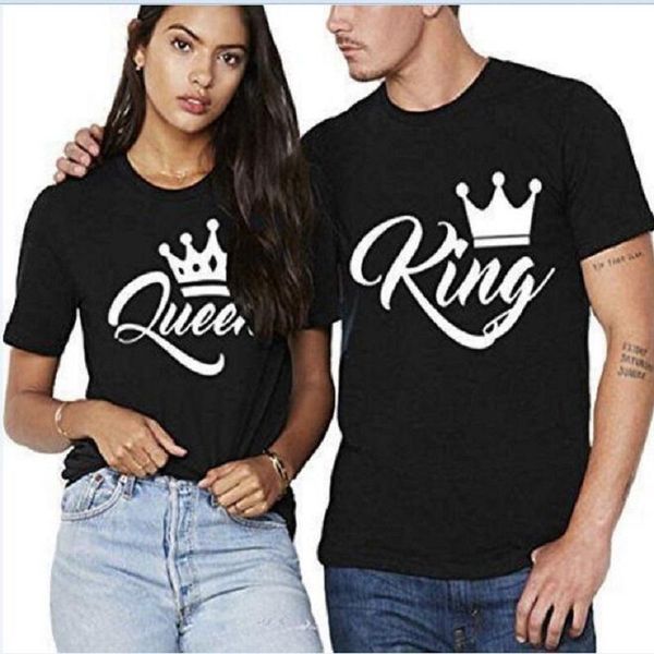 

women's t-shirt 2021 valentine's day couples t shirt summer women man casual o-neck loose lovers tee, White