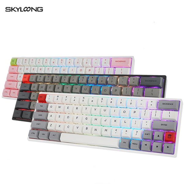 

skyloong sk66 66 ключей мини портативный механическая клавиатура bluetooth для беспроводной игровой клавиатуры mx rgb подсветка gateron пере