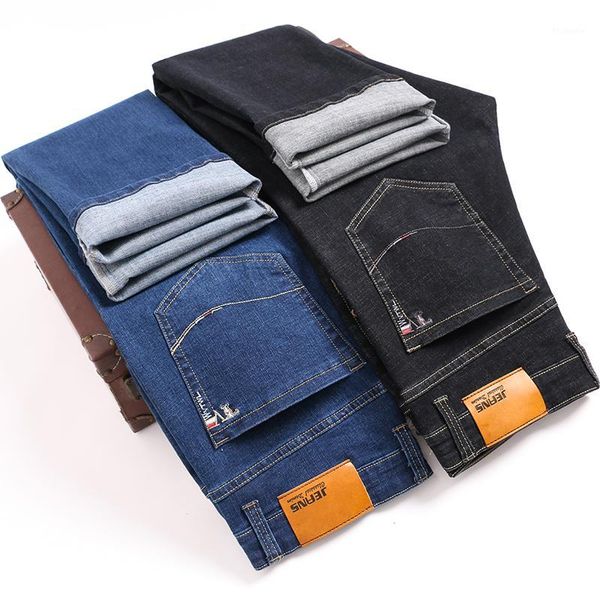 

classic style men's business stretch jeans fashion thick denim trousers male blue black brand trousers plus size 38 40 421