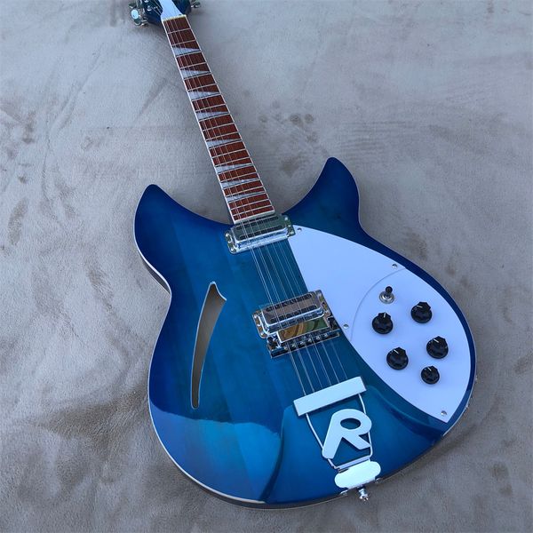

customized 12-string electric guitar,stringed instrument color paint,bright rosewood fingerboard,half empty center guitars guitarra