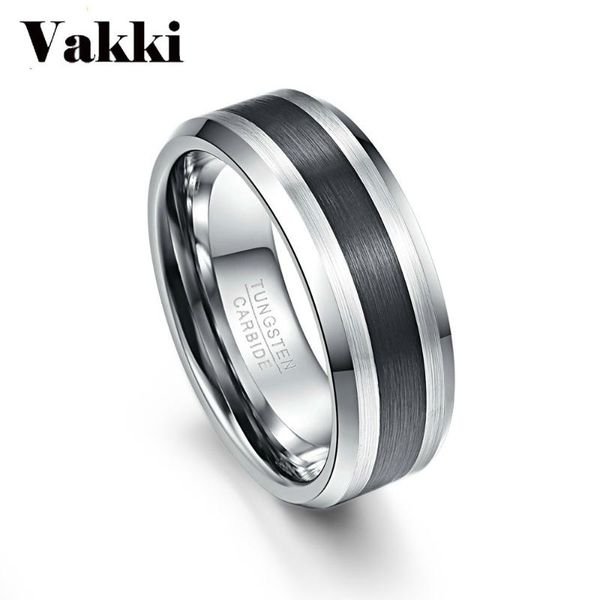 

wedding rings vakki tungsten carbide ring 8mm men's brushed finish and black center beveled edge size 5 to 14 engagement, Slivery;golden