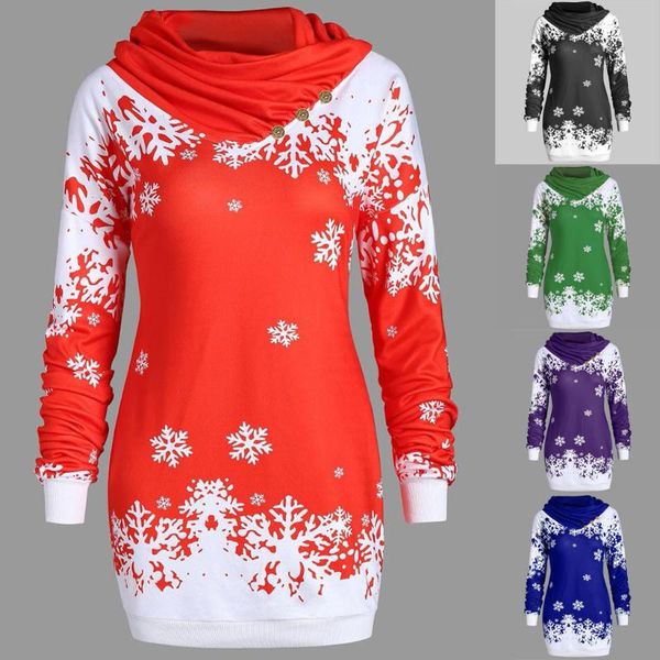 

women's hoodies & sweatshirts missomo 2021 women vintage merry christmas snowflake printed cowl neck sweatshit pullover ladies, Black