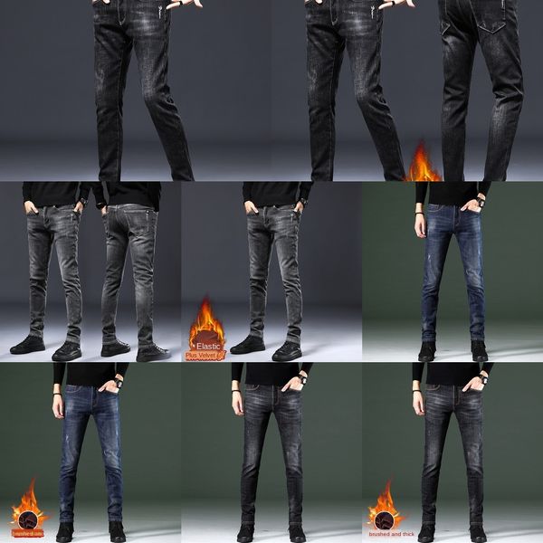 

qgij fashion style colors ripped jeans classic pants fabric destroyed male denim elastic 3 men hiphop comfortable stretch trousers, Blue