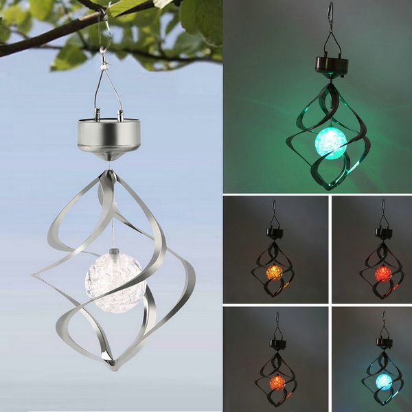 

color changing solar lamp powered led wind chimes wind spinner windchime outdoor garden courtyard hanging spiral light decoratio