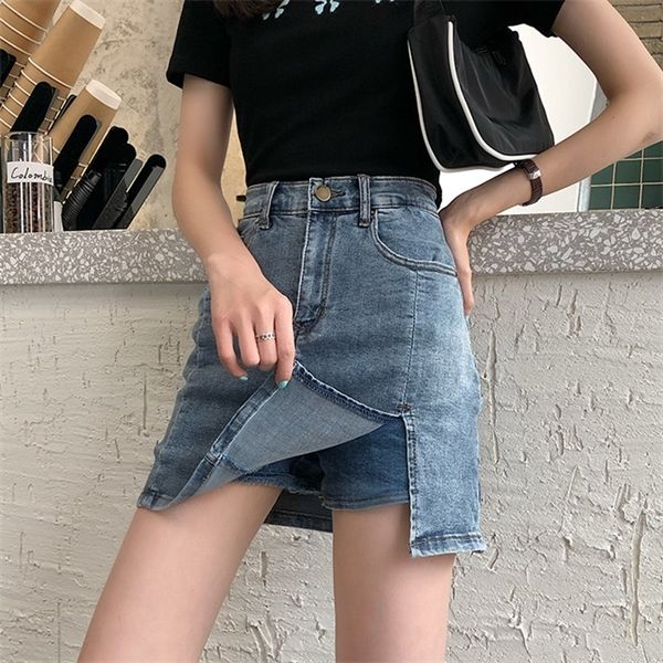 

s-xl blue denim short female 2020 summer high waist skirt korean style pencil jeans mini skirts womens (78319 c1015, Black