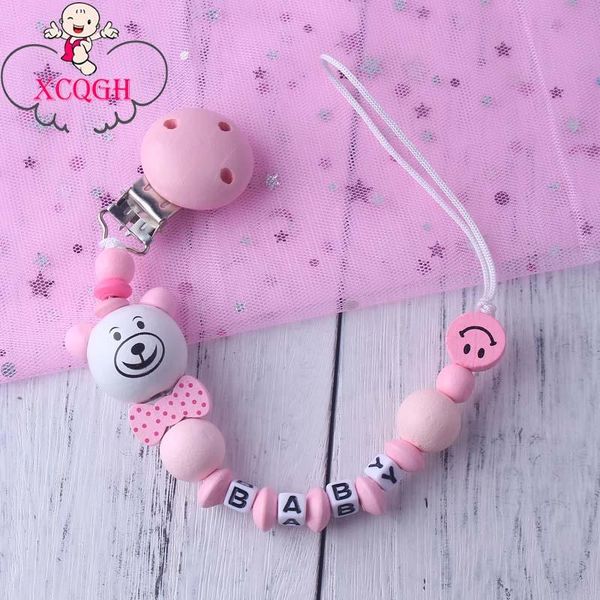 

handmade for name bear personalized wooden xcqgh chain clip baby pacifier shower holder gift infant cute bbyiox homebag