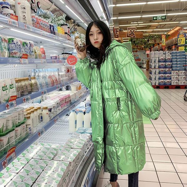 

long parka winter jacket women 2020 winter coat female waterproof fashion new bright face loose hooded warm down cotton jacket1, Black