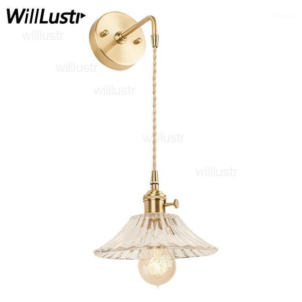

nordic pressed glass wall lamp vintage crystal clear wall sconce luxury brass base home dinning room l bar restaurant light1