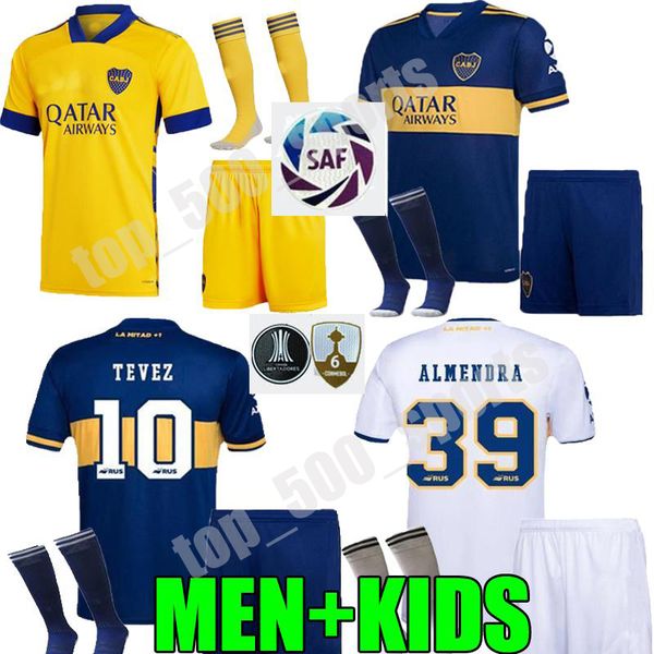 

взрослый kids kit 2020 2021 boca юниоры домашний домашний выходной третья футбольные трикотажи de rossi tevez boca 20 21 yellow carlitos mar, Black