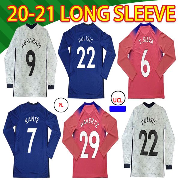 

2021 long sleeve soccer jersey #10 pulisic #22 ziyech #29 havertz men home away 3rd soccer shirt customized football uniforms, Black;yellow