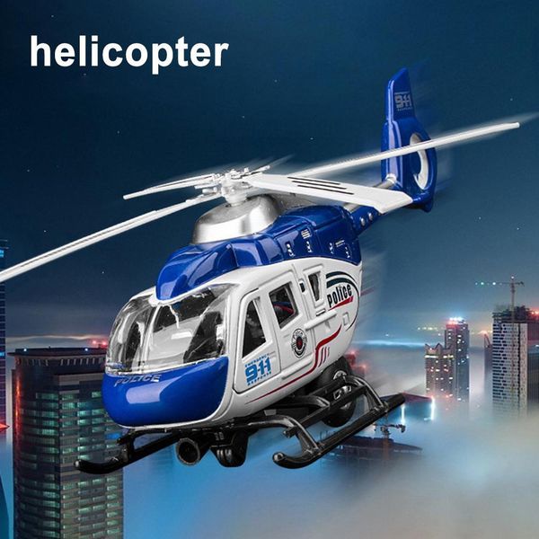 

realistic police helicopter plane pull back led model kids toy collection music lighting table decor