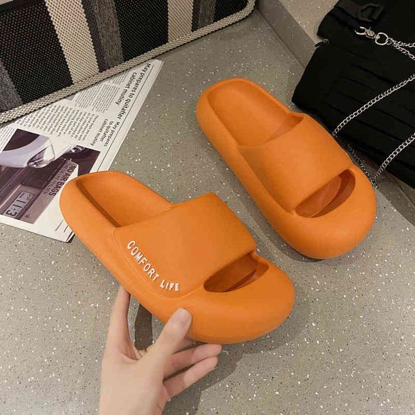 

2022 summer thick platform bathroom home slippers women fashion soft sole eva indoor slides woman sandals non-slip flip flops y220221, Black