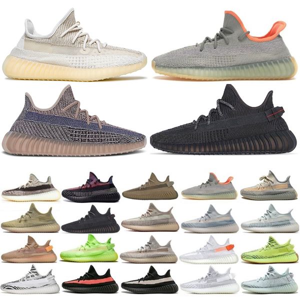 

fashion 2021 kanye west natural fade women mens running shoes black static asriel israfil tail light gid glow sports trainers sneakers, White;red