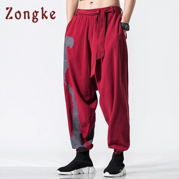 

zongke chinese style men pants streetwear joggers sweatpants hip hop jogger trousers men pants harem trousers 5xl 20191, Black