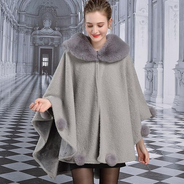 

y99-q european and american winter clothing womenb faux fur coat otter fur ordering ball ladies shawl cloak1, Black