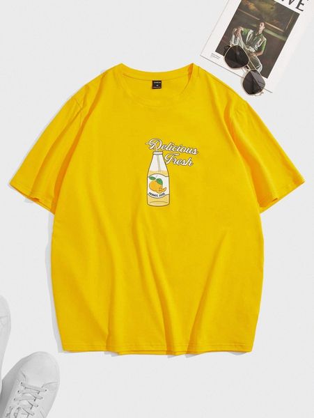 

men cartoon & letter graphic tee 62mp#, White;black