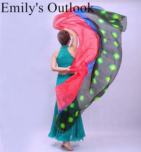 

peacock design belly dance pure silk veil for belly dancers girl women size 200cm 250cm 270cm hand tie dyed, Black;red