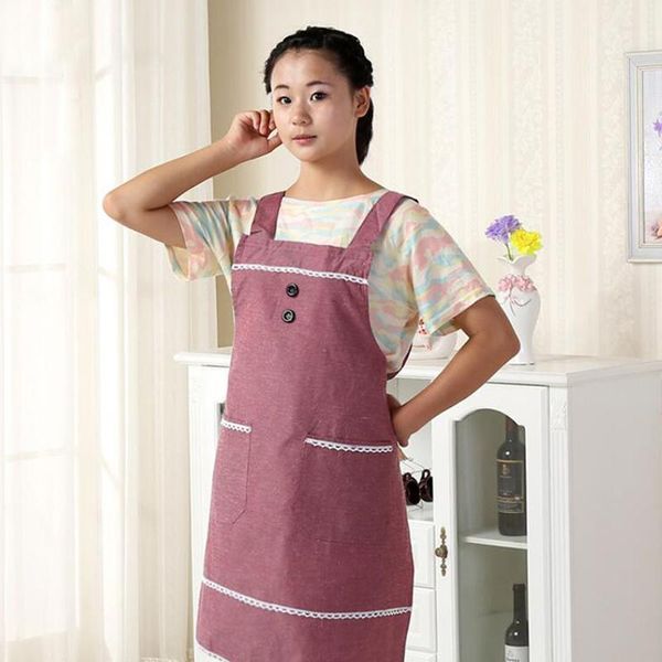 

kitchen apron new pure cotton plain straps sleeveless simple apron cooking baking restaurant household cleaning tools1