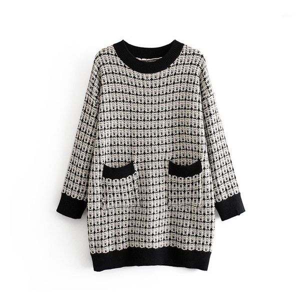 

2019 winter autumn knitted pullover with pocket for women female knitted long sleeve pullover ladies casual fashion 1, White;black
