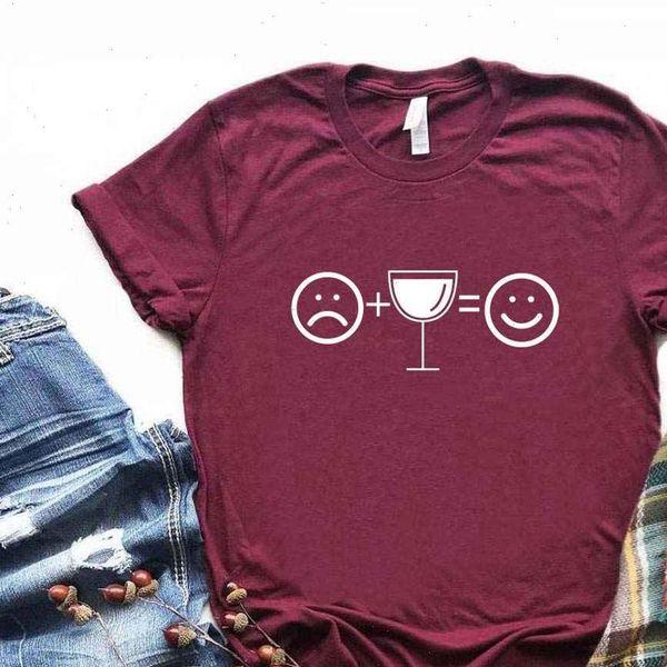 

sad wine happy print women tshirt cotton casual funny t shirt gift lady yong girl tee 6 color a 1111, White