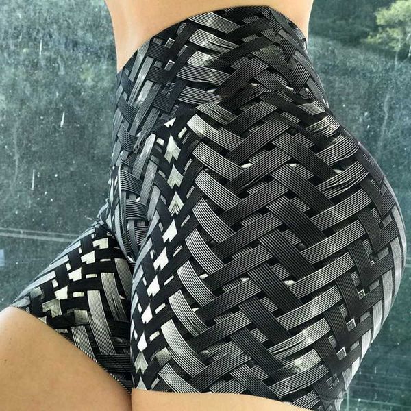 

ogiy mather 2020 high waist weave gym sporting shorts for women biker 3d digital print short leggings, White;black