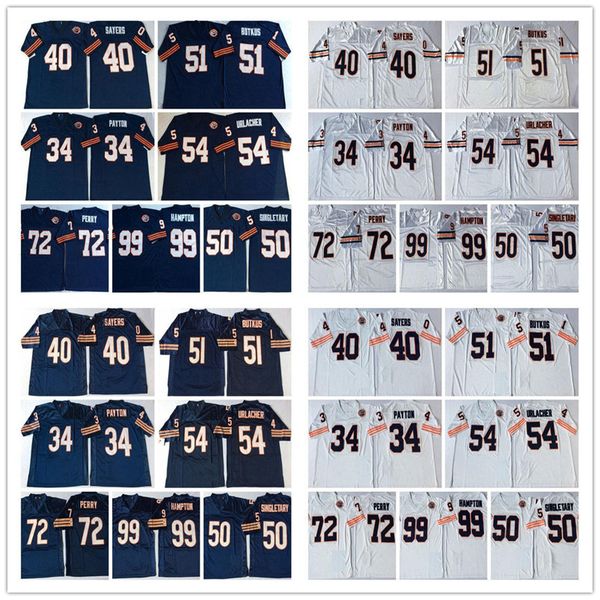 

ncaa men vintage #34 walter payton jersey 72 william perry 50 mike singletary 51 butkus 99 dan hampton mens football jerseys, Black
