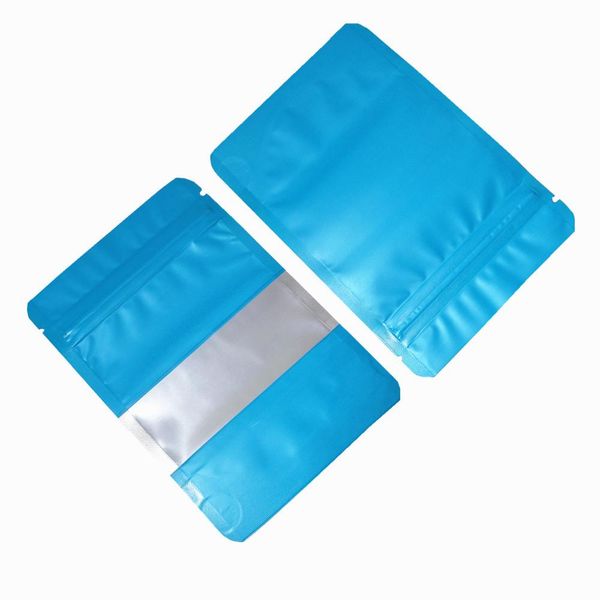 

100 шт. лот matte blue doypack алюминиевая фольга пластиковый ziplock упаковочная сумка с окном mylar seal seal snake закусочная усадьба пак
