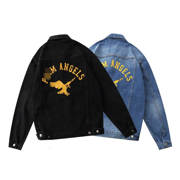 

palm fashion pa angels bear angel bear smile casual wash denim jacket, Black