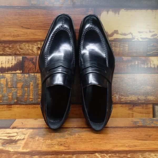 

sipriks mens genuine leather penny loafers italian custom sewing welted shoes elegant formal suits shoes hand crafted new, Black