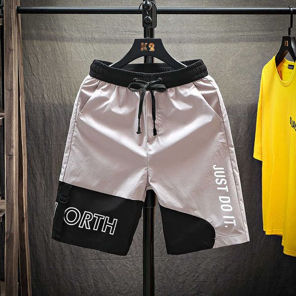

men's shorts thin fashion brand ins loose 4-point sports casual summer 5-point beach pants, White;black