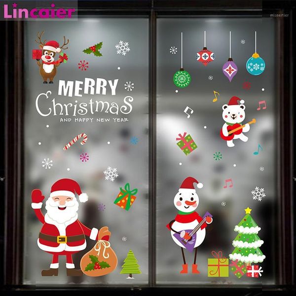 

christmas decorations merry window door sticker 2021 decoration for home tree ornaments santa claus snowman happy year 20211