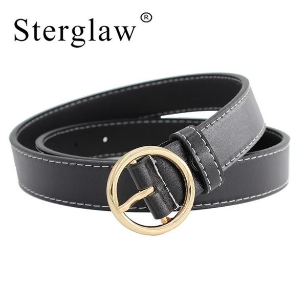 

105*2.8 round buckle vintage white decorative line female belts for women wide waistband for lady dress woman's accesories f145, Black;brown