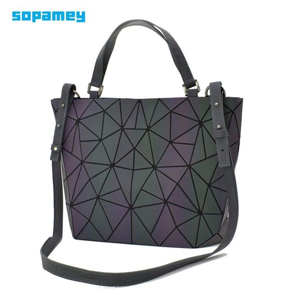 

2020 luminous bag women geometry purses tote quilted shoulder bags laser plain folding handbags hologram messenger bag clutch